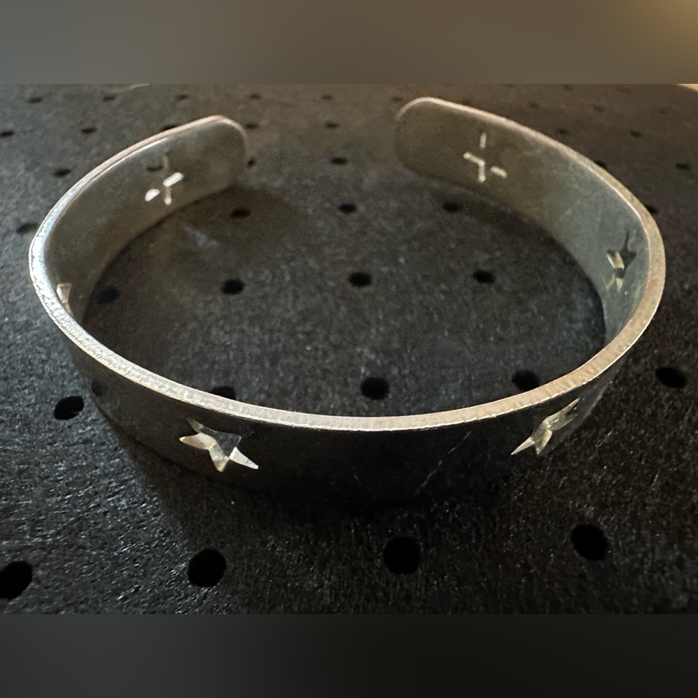 Men's Silver Star Accent Cuff Bracelet - Unbranded